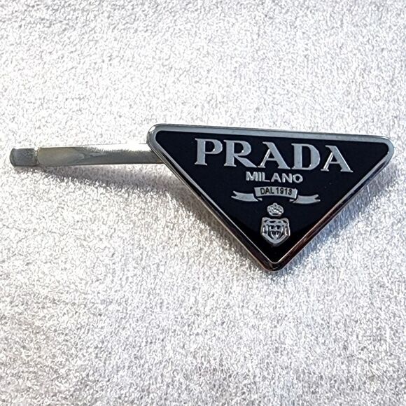 XMAS SALE Black Prada Silver Hair Clip Pin - Picture 1 of 6